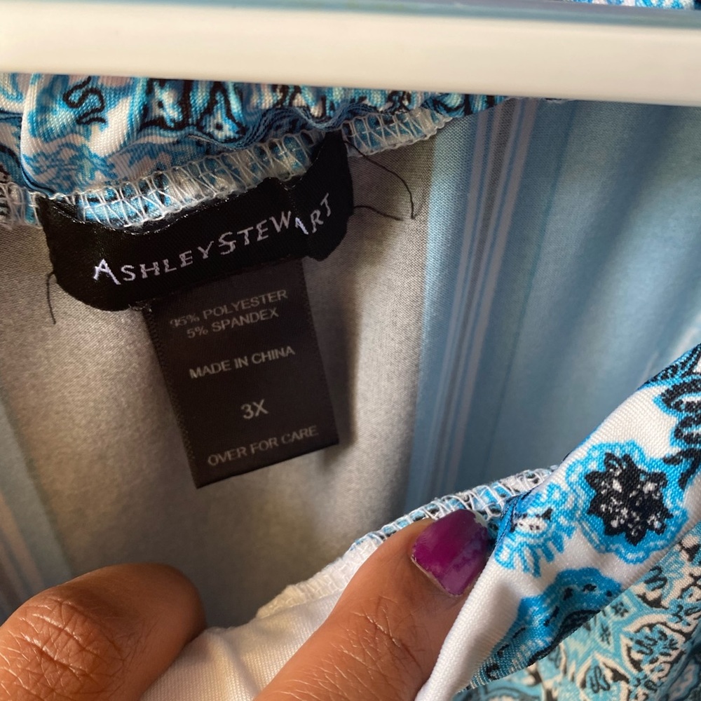 Blue, Black & White Ashley Stewart Blouse - Picture 2 of 2